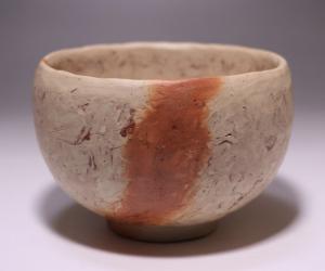 川端文男 作 「備前自然練込茶碗」