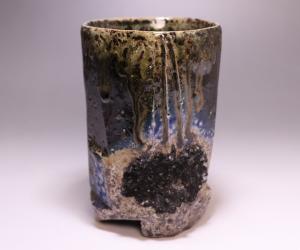 馬場隆志 作 「備前窯変蒼麦酒器」
