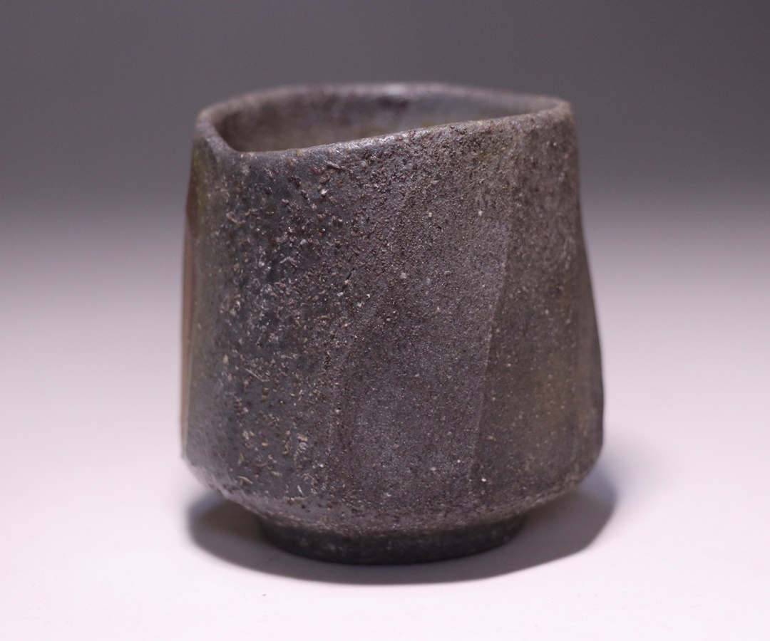 備前焼 各見政峯作 面取茶碗 備前焼 各見政峯作 面取茶碗